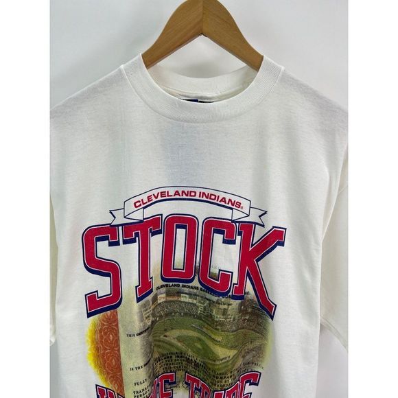 Vtg NWT 1999 Crable Sportswear Cleveland Indians Stock In The Tribe Sz L Shirt - Picture 2 of 11